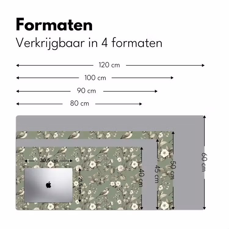Bureau onderlegger - Botanisch - Vogels - Groen — 8