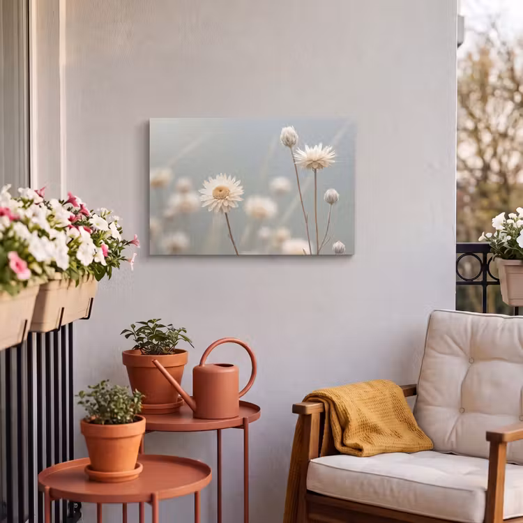 Buiten canvas - Strobloemen - Wit - Daglicht — 3
