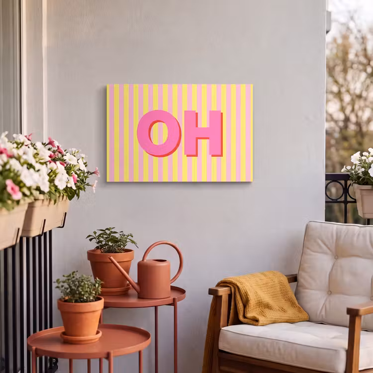 Buiten canvas - Tekst - Strepen - Roze — 3