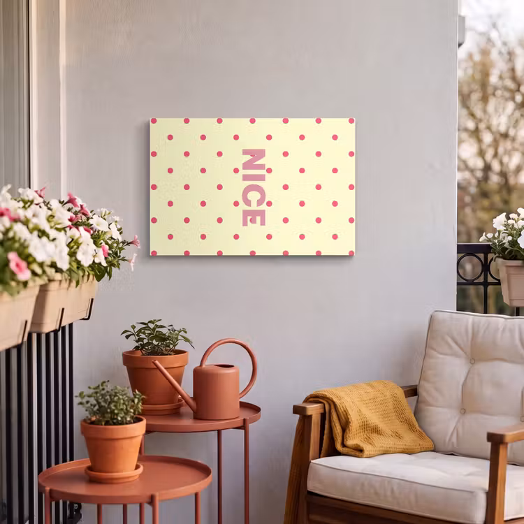 Buiten canvas - Nice - Stippen - Roze - Geel — 3