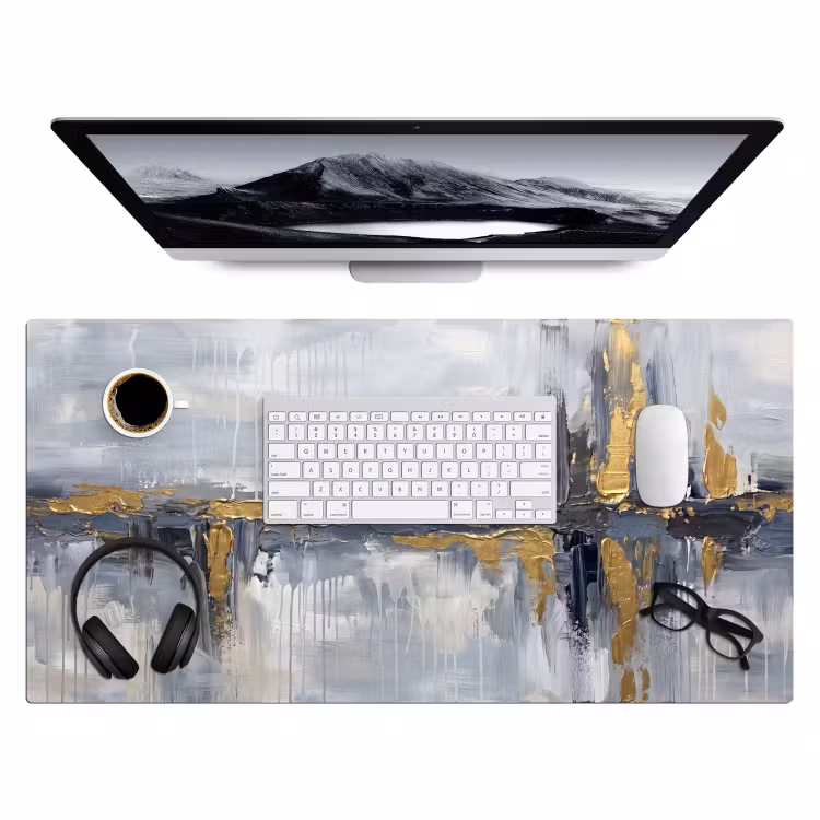 Bureau onderlegger - Abstract - Structuur - Goud - Grijs - Modern — 4