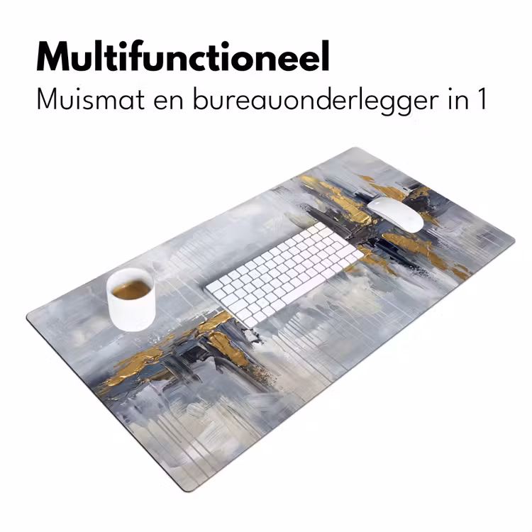 Bureau onderlegger - Abstract - Structuur - Goud - Grijs - Modern — 7