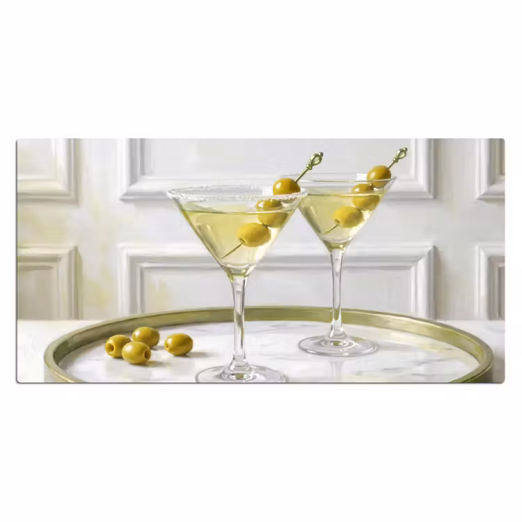 Bureau onderlegger - Drank - Martini - Olijven - Modern - Wit — 2