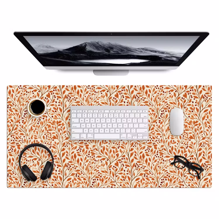 Bureau onderlegger - Bladeren - Botanisch  - Terracotta — 4