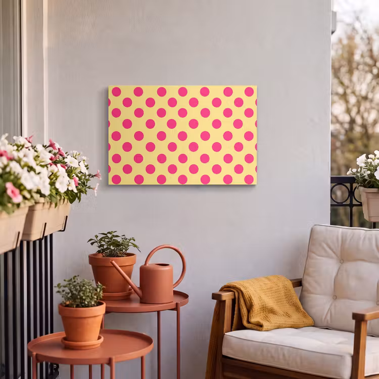 Buiten canvas - Roze - Stippen - Geel — 3