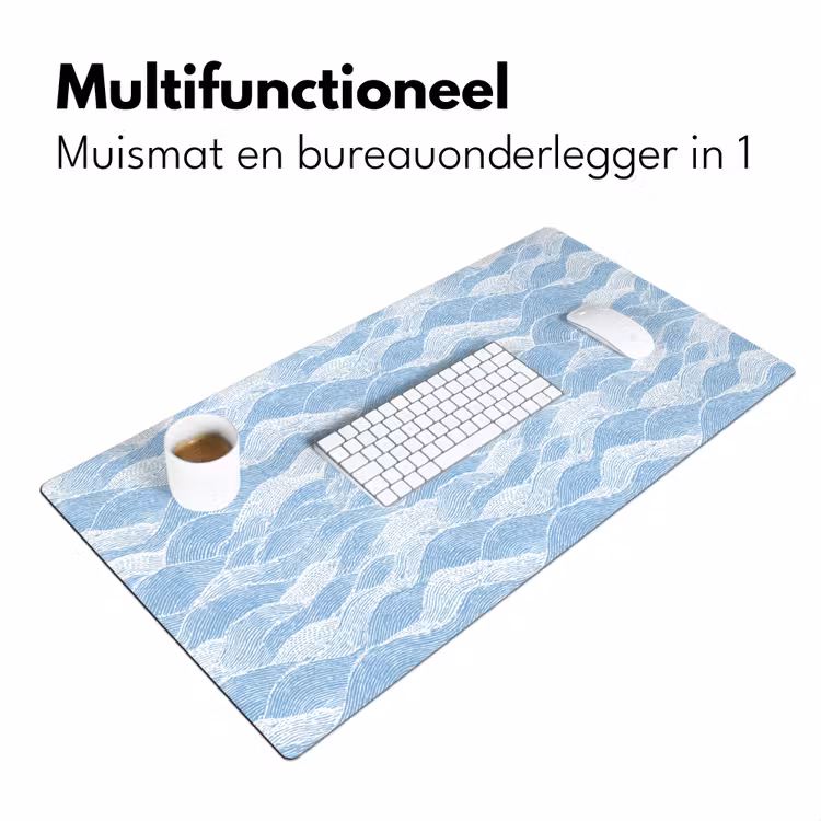 Bureau onderlegger - Blauw - Wit - Golven - Getekend — 7