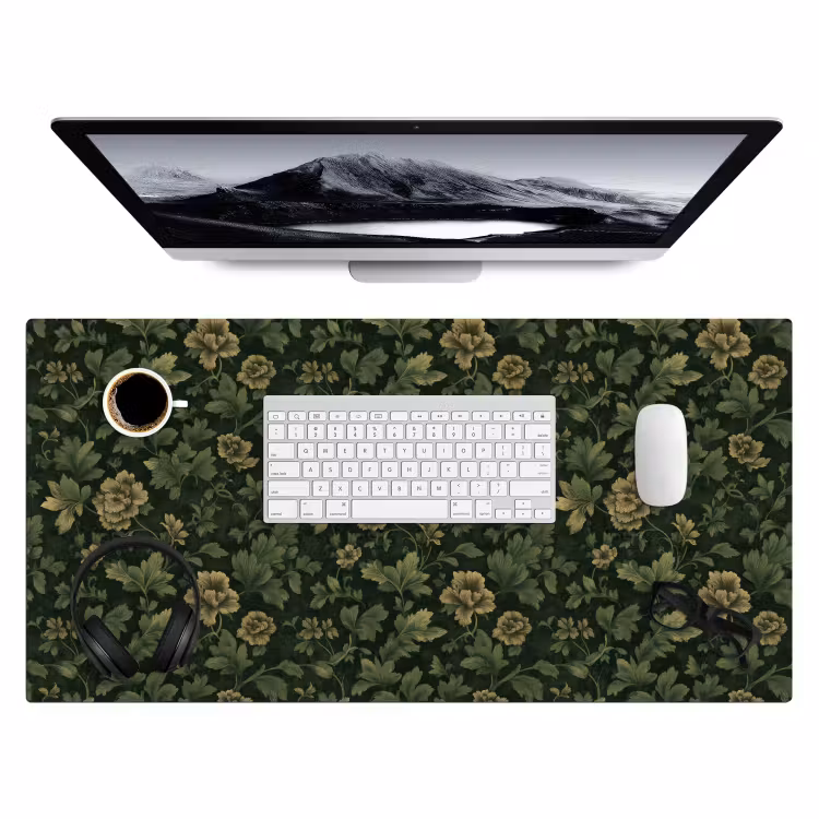 Bureau onderlegger - Donker - Groen - Goud - Botanisch — 4