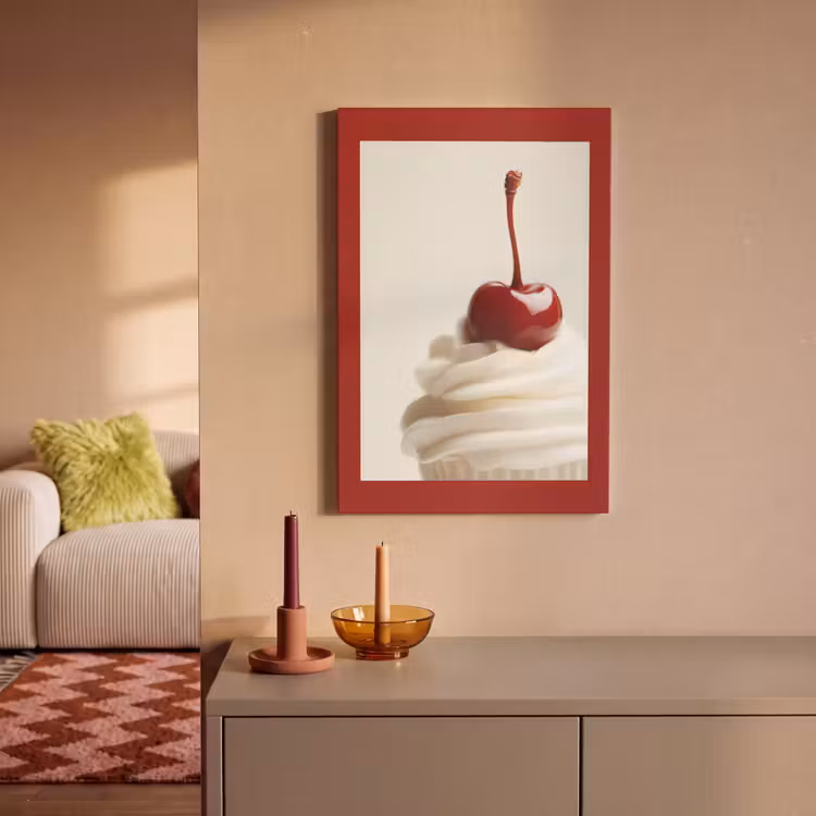 Canvas schilderij - Cupcake - Kers - Rood — 1
