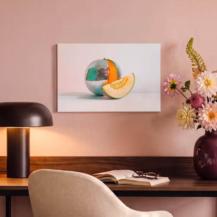 Canvas schilderij - Disco - Discobal - Meloen - Pastel — 3