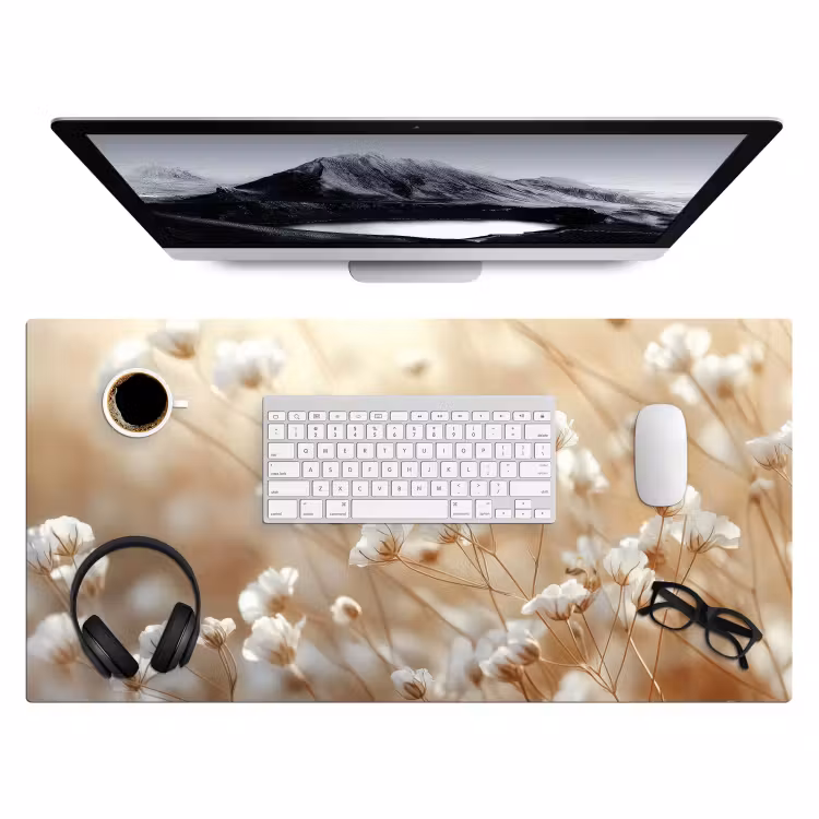 Bureau onderlegger - Wilde - Bloemen - Wit — 3