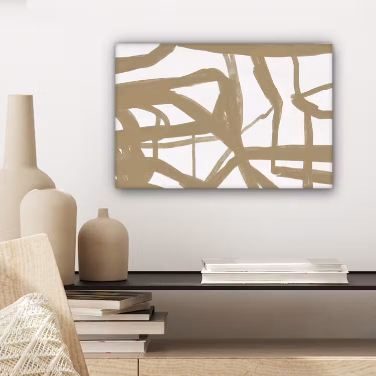 Canvas schilderij - Abstract - Bruin - Wit — 4