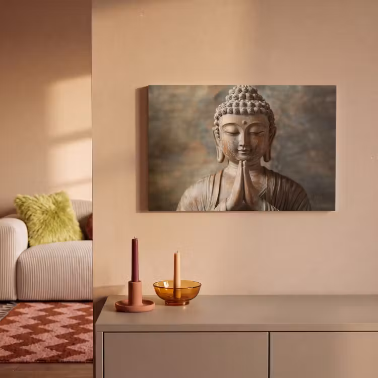 Canvas schilderij - Boedha - Beeld - Bruin - Rust — 1