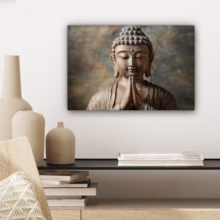 Canvas schilderij - Boedha - Beeld - Bruin - Rust — 4