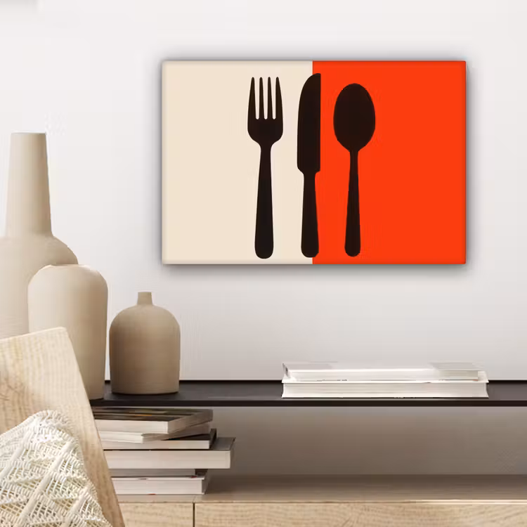 Canvas schilderij - Bestek - Rood - Wit — 4