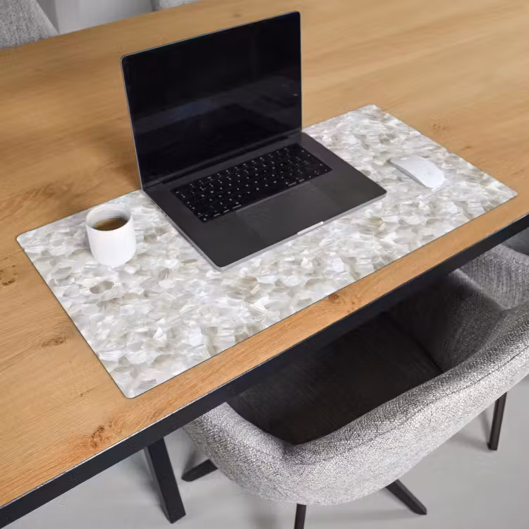 Bureau onderlegger - Wit - Penseelstreken - Reliëfeffect — 3