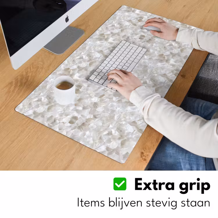 Bureau onderlegger - Wit - Penseelstreken - Reliëfeffect — 6