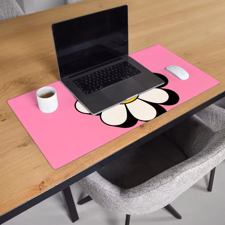 Bureau onderlegger - Smiley - Bloem - Roze — 3