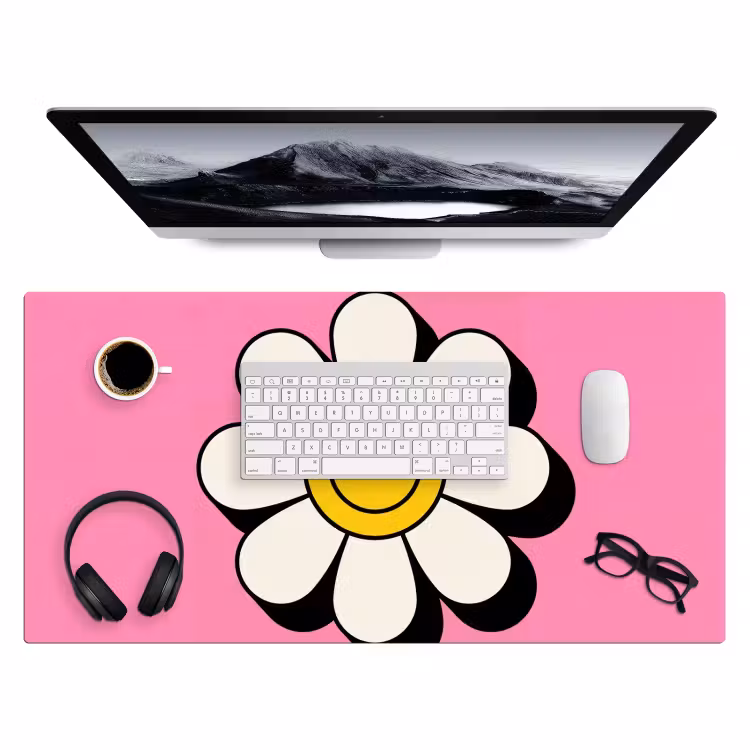 Bureau onderlegger - Smiley - Bloem - Roze — 4