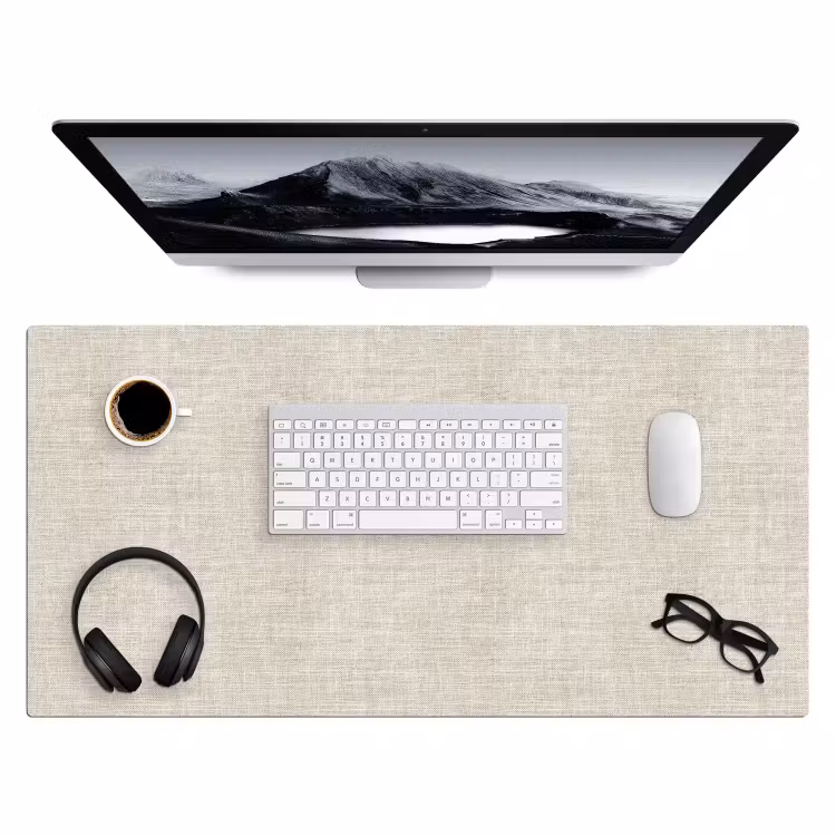 Bureau onderlegger - Linnen - Textuur - Beige — 4