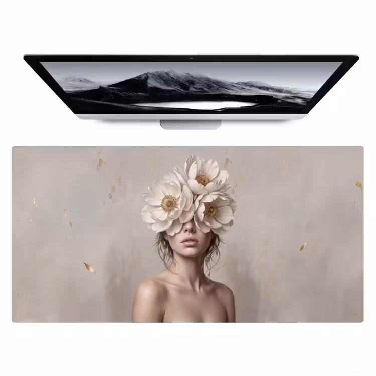 Bureau onderlegger - Vrouw - Pioenroos - Wit — 1