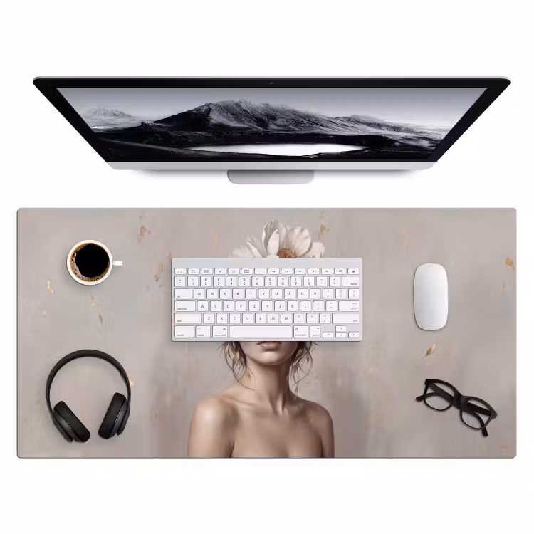 Bureau onderlegger - Vrouw - Pioenroos - Wit — 4