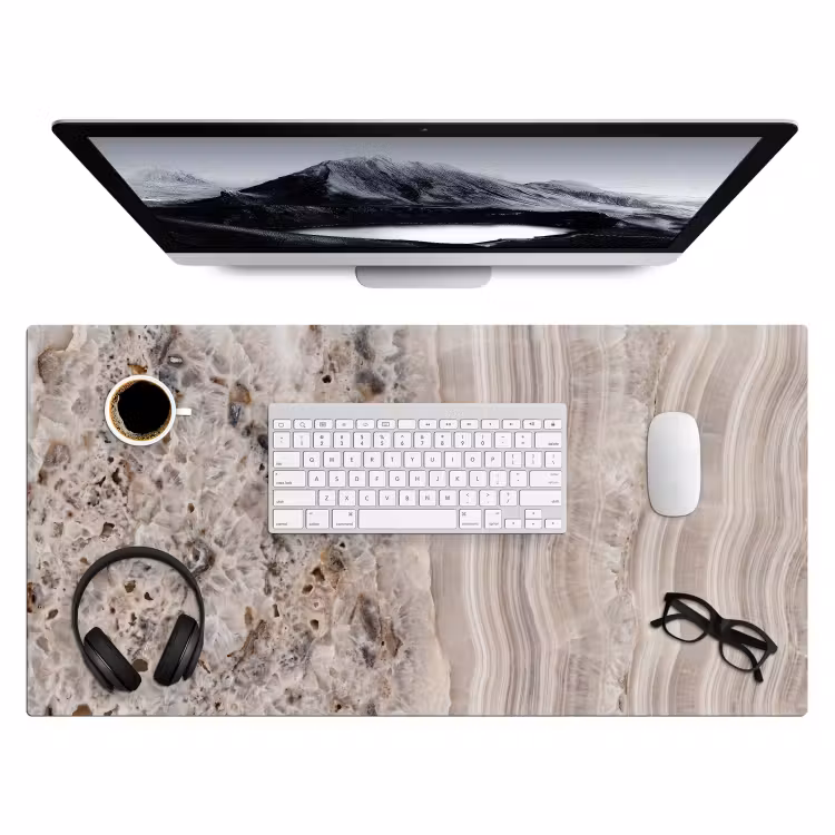 Bureau onderlegger - Steen - Textuur - Abstract - Beige - Wit — 4
