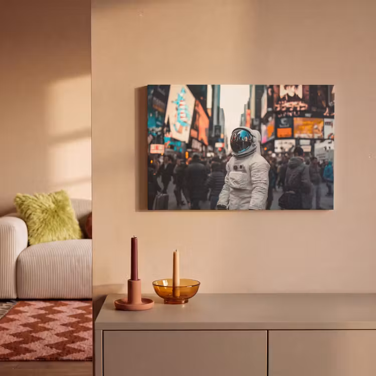 Canvas schilderij - Stad - Mensen - Astronaut - Wit — 1