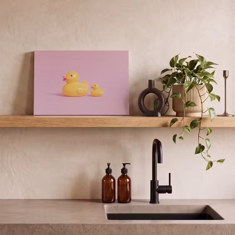 Canvas schilderij - Eendjes - Vrolijk - Roze — 2