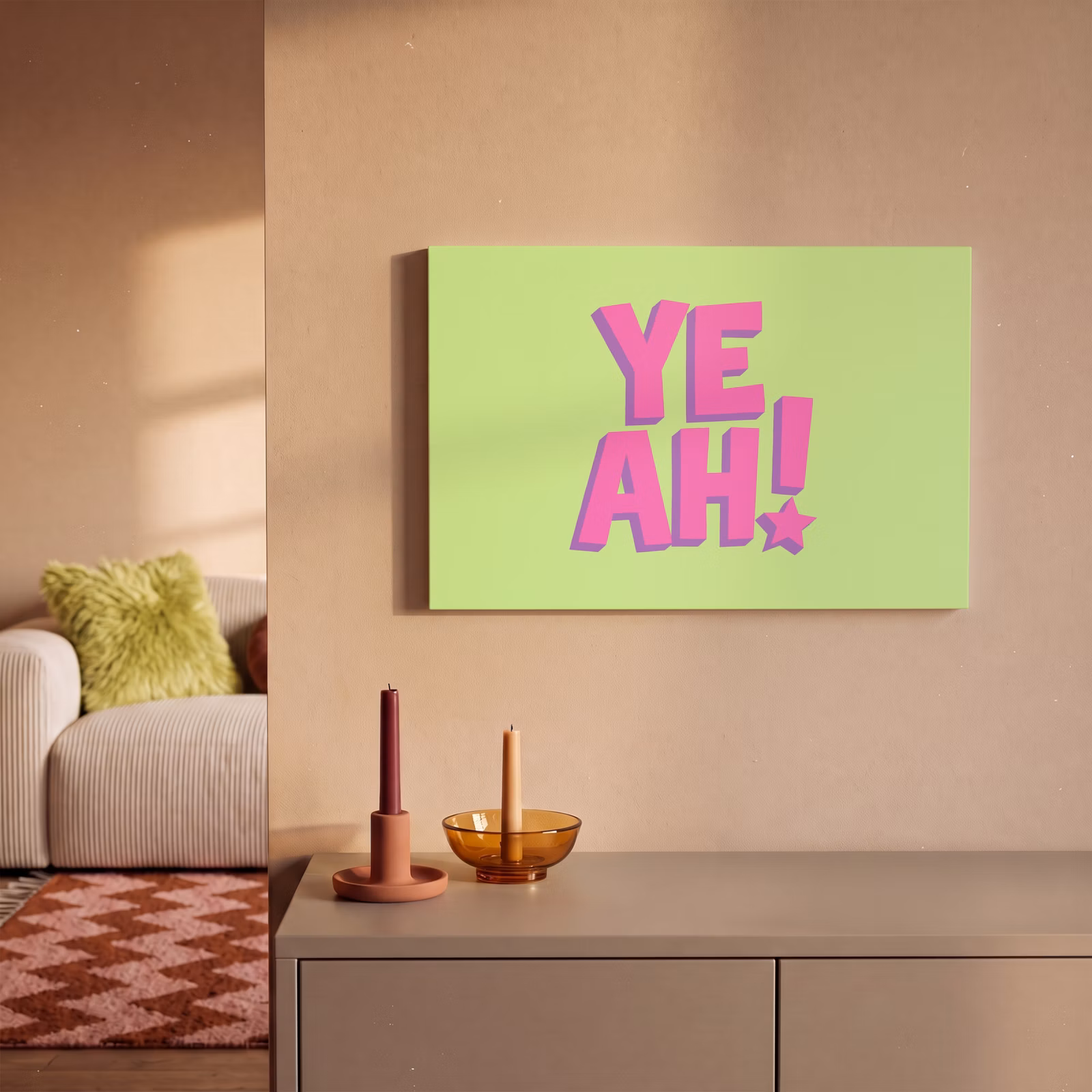 Canvas schilderij - Groen - Neon - Quote — 1