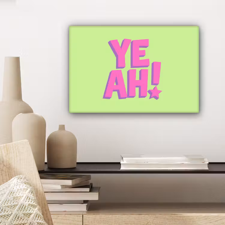 Canvas schilderij - Groen - Neon - Quote — 4