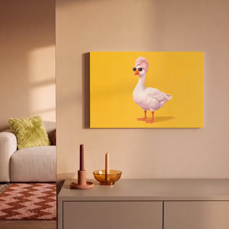 Canvas schilderij - Eend - Zonnebril - Geel — 1