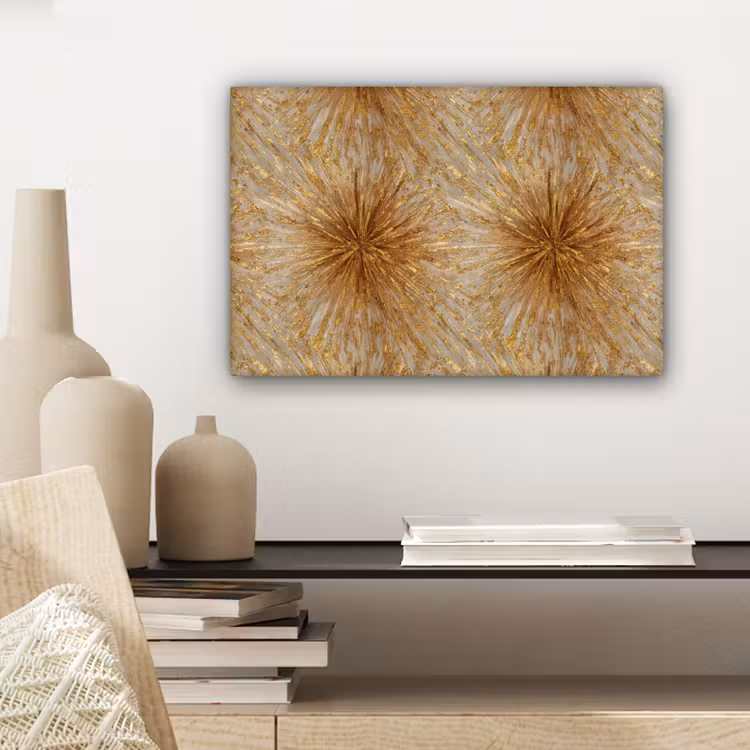 Canvas schilderij - Explosie - Abstract - Goud - Wit — 4