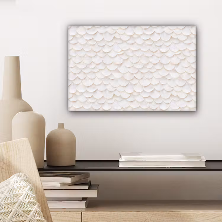 Canvas schilderij - Schubben - Wit - Elegant — 4