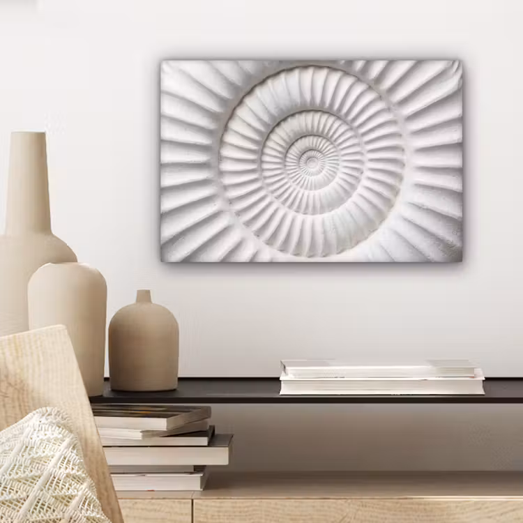 Canvas schilderij - Schelp - Spiraal - Wit — 4