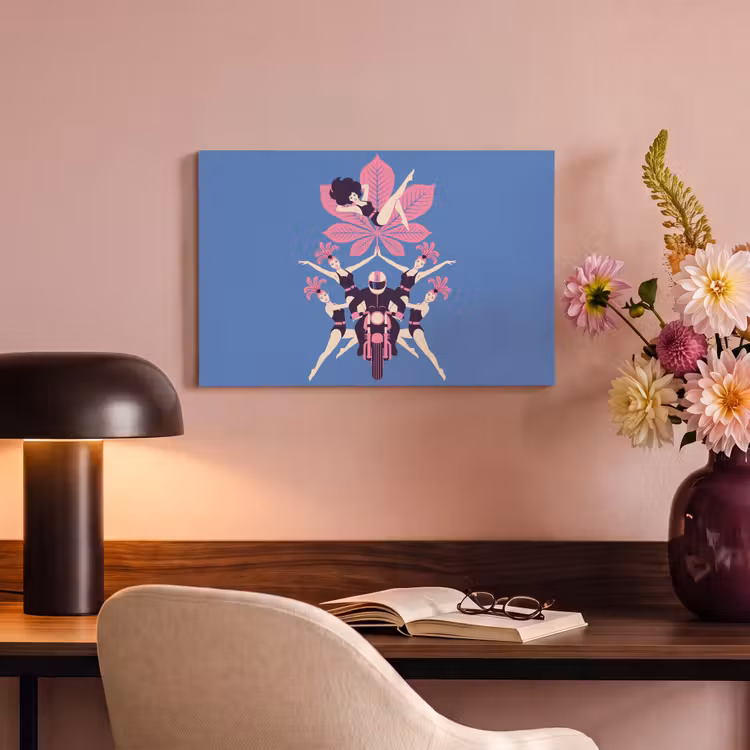 Canvas schilderij - Mensen - Dans - Motor - Retro - Roze — 3