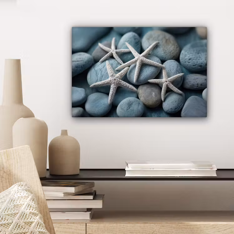 Canvas schilderij - Zeesterren - Stenen - Wit — 4