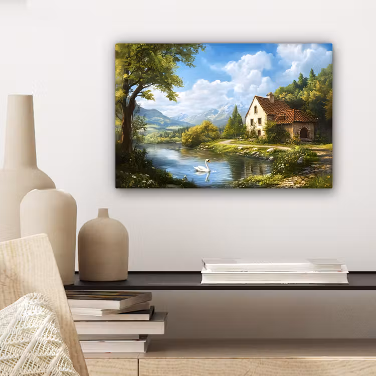 Canvas schilderij - Zwaan - Bomen - Rust — 4