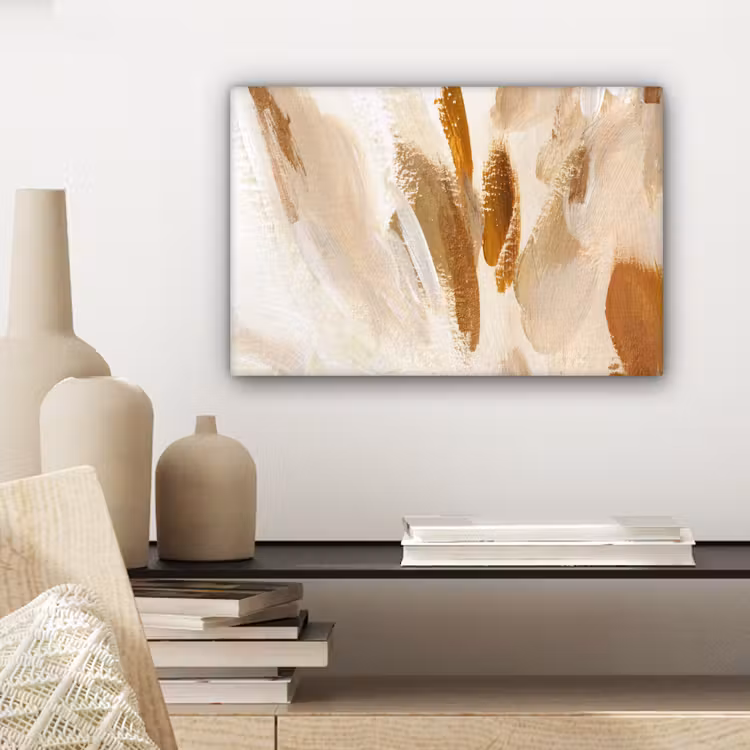 Canvas schilderij - Wit - Bruin - Abstract — 4