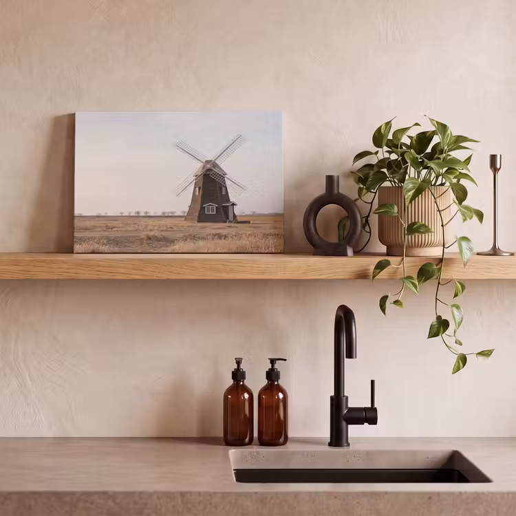 Canvas schilderij - Windmolens - Landschap - Veld — 2