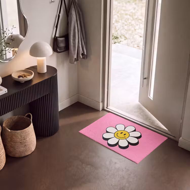 Deurmat - Smiley - Bloem - Roze — 8