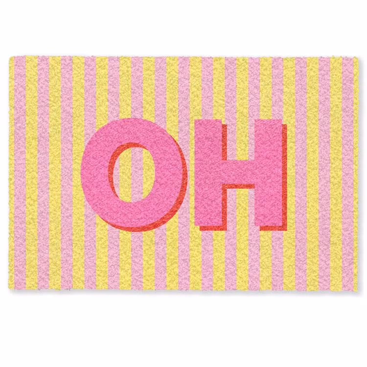 Deurmat - Tekst - Strepen - Roze — 1