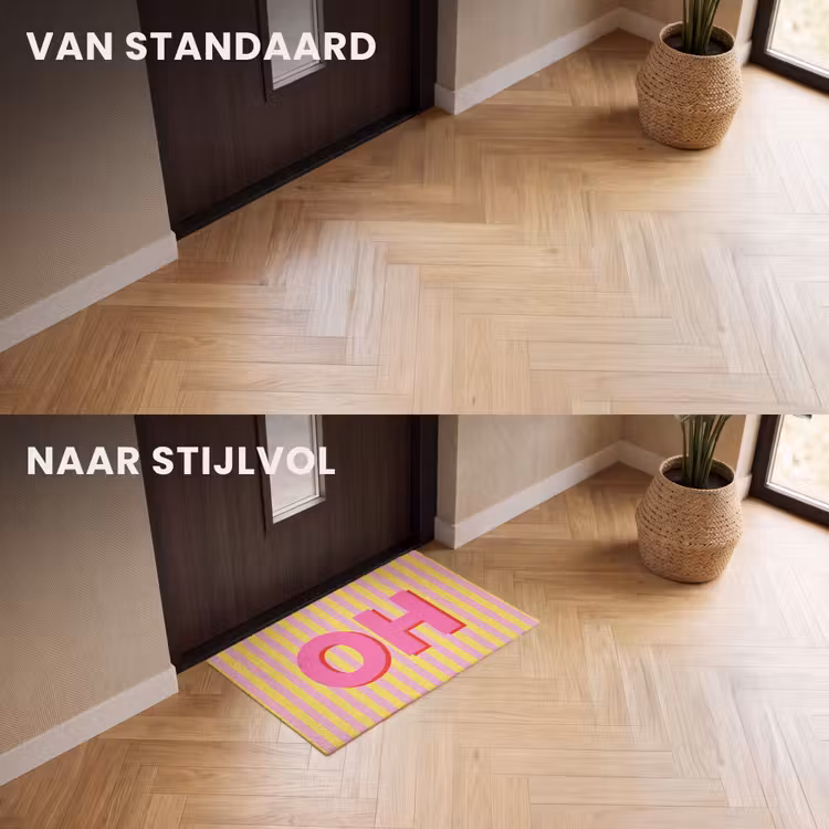 Deurmat - Tekst - Strepen - Roze — 3