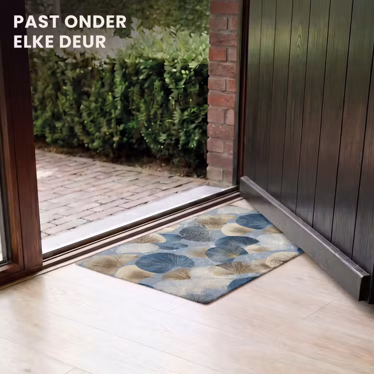Deurmat - Bladeren - Abstract - Goud - Blauw — 7