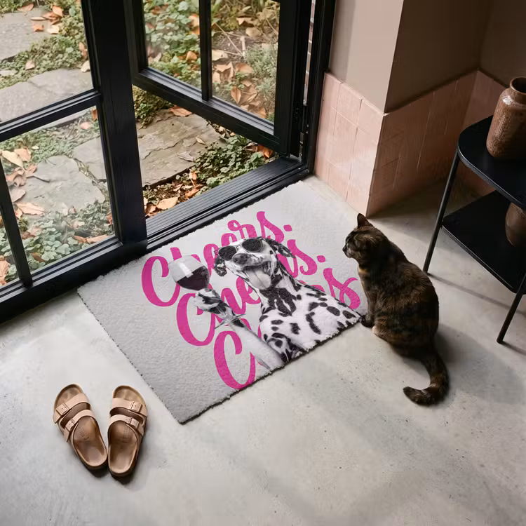 Deurmat - Cheers - Hond - Roze - Wijn — 2