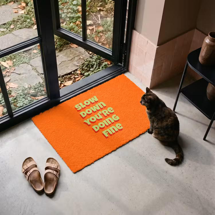 Deurmat - Slow down you're doing fine - Oranje - Simple — 2