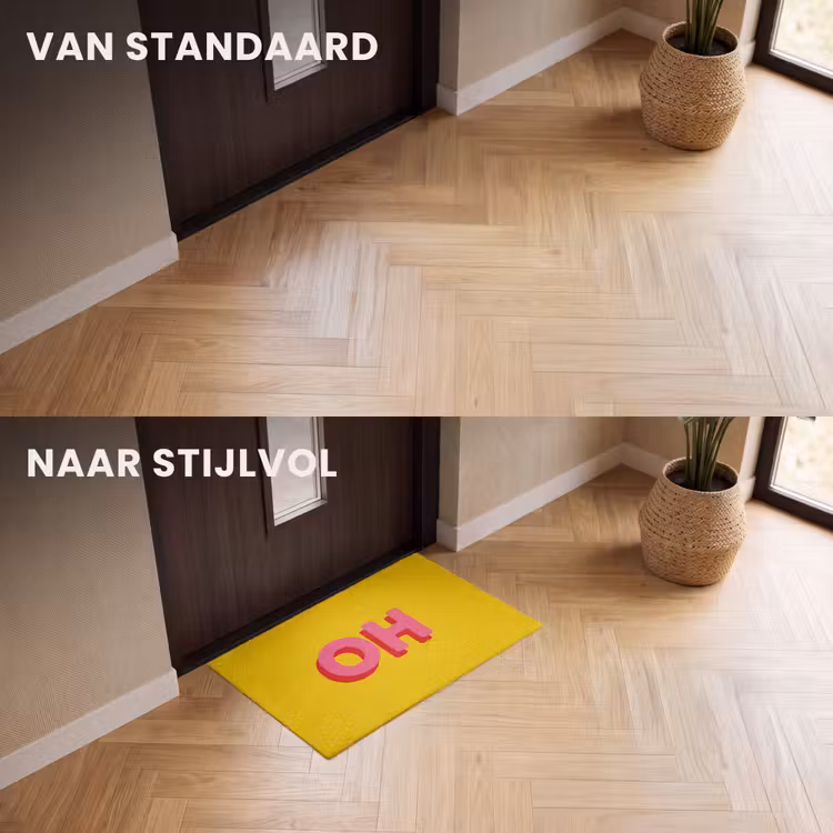 Deurmat - Geel - Roze - Oh - 3D — 3