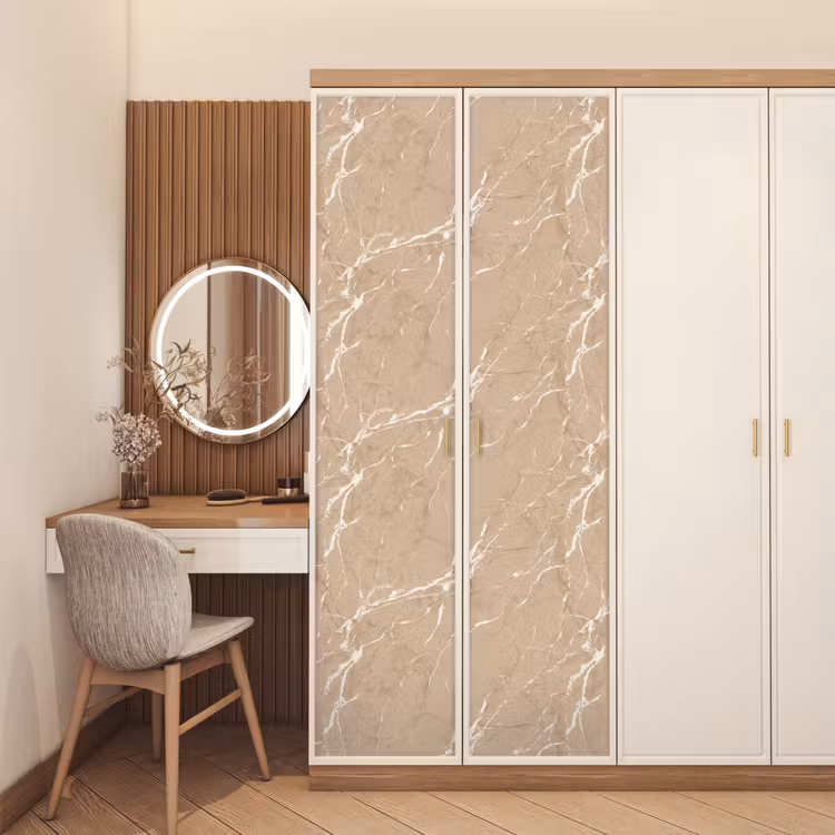 Deursticker - Beige - Marmer - Organisch - Wit — 5