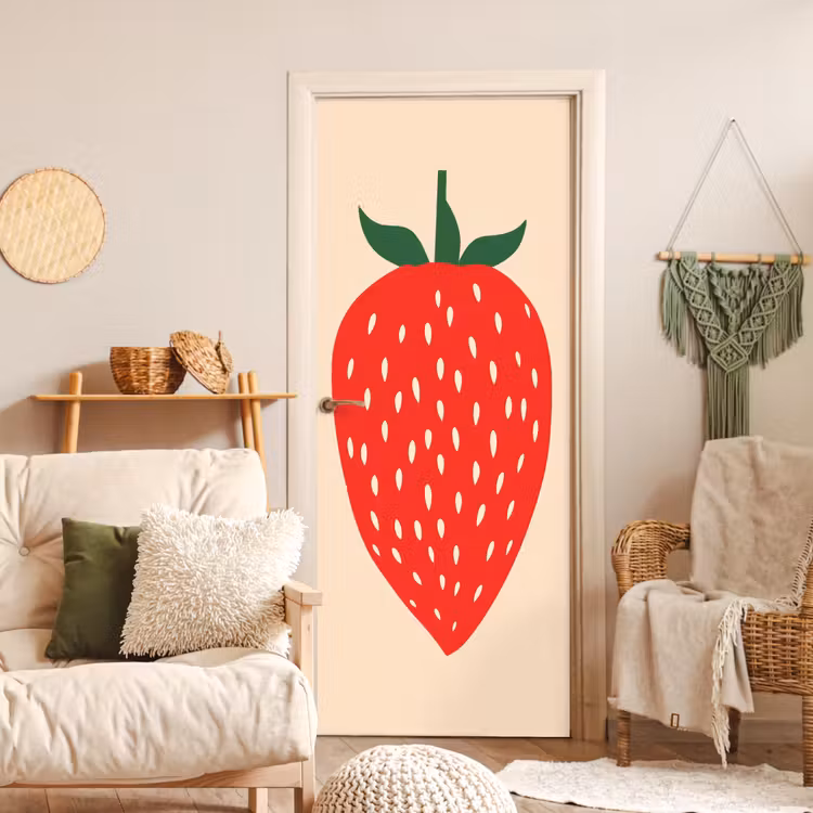 Deursticker - Aardbei - Rood - Modern - Boho — 4