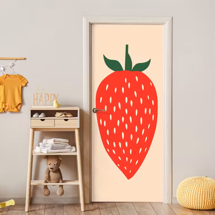 Deursticker - Aardbei - Rood - Modern - Boho — 6