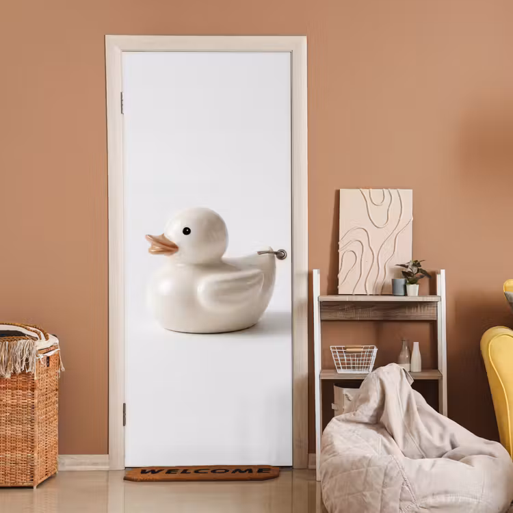 Deursticker - Badeend - Minimalistisch - Wit — 2